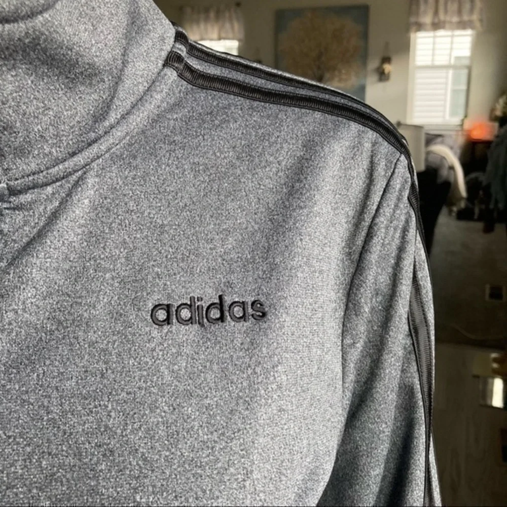 💋 Adidas grey black striped track jacket coat NWOT